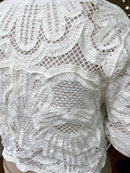 Bella Scallop Cut Crochet Crop Cardi - White
