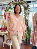 Misty Daisy Crochet Knit Cape Cardi  - Light Pink