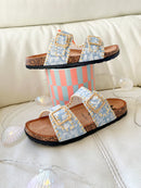 OMG "Seydi" Aqua Bloom Slider - Denim Blue