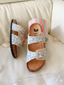 OMG "Seydi" Aqua Bloom Slider - Denim Blue