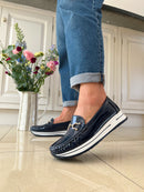 Redz Patent Diamante Chain Loafer - Navy 3Y9468-2