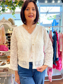 Oaklyn Sequin & Bead Embroidered Crochet Cardi - White