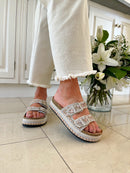 LA Beige Jewelled Platform Slider - B0039570