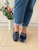 Redz Patent Diamante Chain Loafer - Navy 3Y9468-2