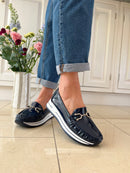 Redz Patent Diamante Chain Loafer - Navy 3Y9468-2