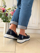 Redz Patent Diamante Chain Loafer - Navy 3Y9468-2
