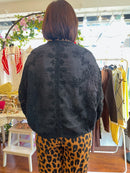 Lacy Crochet Knit Cape Cardi  - Black