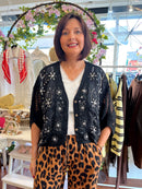 Lacy Crochet Knit Cape Cardi  - Black