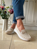 Redz Patent Diamante Chain Loafer - Beige 3Y9468-2