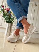 Redz Patent Diamante Chain Loafer - Beige 3Y9468-2