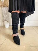 Una Healy Crystal Adorned Knee High Boot - Black Vinyl Loved A Woman