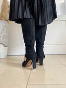 Una Healy Crystal Adorned Knee High Boot - Black Vinyl Loved A Woman