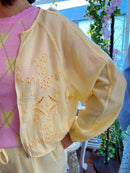 Lily Embroidery Balloon Bomber Jacket - Buttermilk Lemon