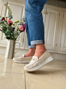Redz Patent Diamante Chain Loafer - Beige 3Y9468-2