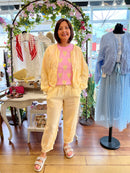 Lily Embroidery Balloon Bomber Jacket - Buttermilk Lemon