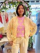 Lily Embroidery Balloon Bomber Jacket - Buttermilk Lemon