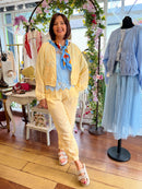 Lily Embroidery Balloon Bomber Jacket - Buttermilk Lemon