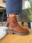 Heavenly Feet "Leni" Biker Boots - Dark Tan
