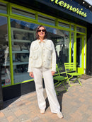Laurel Gold Thread & Pearl Knitted Jacket - Cream