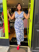 Magic Rose Print Maxi Dress - Midnight Blue