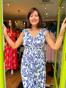 Magic Rose Print Maxi Dress - Midnight Blue