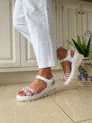 Patrizio "Udine" Rose Braid Wedge Sandal - White