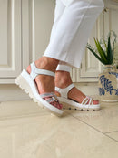 Patrizio "Udine" Rose Braid Wedge Sandal - White