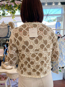 Nyla Pearl Crochet Cardi - Taupe