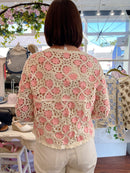 Nyla Pearl Crochet Cardi - Pink
