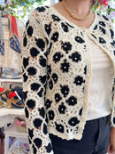 Nyla Pearl Crochet Cardi - Black