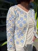 Nyla Pearl Crochet Cardi - Blue