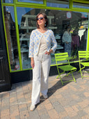 Nyla Pearl Crochet Cardi - Blue