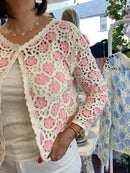 Nyla Pearl Crochet Cardi - Pink