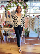 Nyla Pearl Crochet Cardi - Black