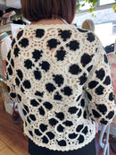 Nyla Pearl Crochet Cardi - Black