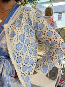Nyla Pearl Crochet Cardi - Blue