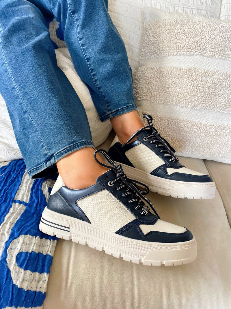 Marco Tozzi Navy & Cream Trainer 23710 43 402