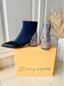 Dancing Matilda 014 Acrobat Velvet & Snake Boot - Livid Blue, Black & Snake