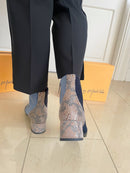 Dancing Matilda 014 Acrobat Velvet & Snake Boot - Livid Blue, Black & Snake