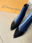 Dancing Matilda 014 Acrobat Velvet & Snake Boot - Livid Blue, Black & Snake