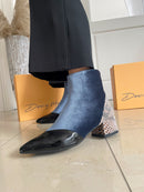 Dancing Matilda 014 Acrobat Velvet & Snake Boot - Livid Blue, Black & Snake