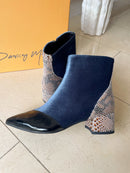 Dancing Matilda 014 Acrobat Velvet & Snake Boot - Livid Blue, Black & Snake