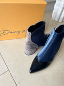 Dancing Matilda 014 Acrobat Velvet & Snake Boot - Livid Blue, Black & Snake