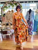 Maeve Maxi Dress - Orange & Green
