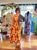 Maeve Maxi Dress - Orange & Green