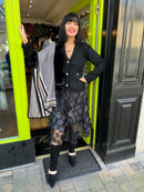 Mar & Co Faux Fur Printed Cape - Stone & Black