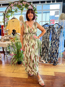 * Pre Order* Magic Bay Leaf Print Maxi Dress - Olive Green