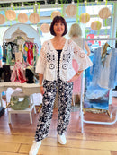 Laurena Crochet Peplum Cardi - White