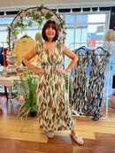 * Pre Order* Magic Bay Leaf Print Maxi Dress - Olive Green