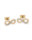Tipperary Crystal Part Stone Set Infinity Stud Earrings Gold 166752